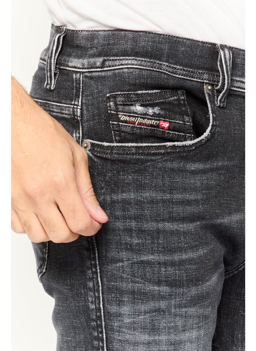 Men 1983 Skinny Fit Washed Stretchable Jeans, Washed Black