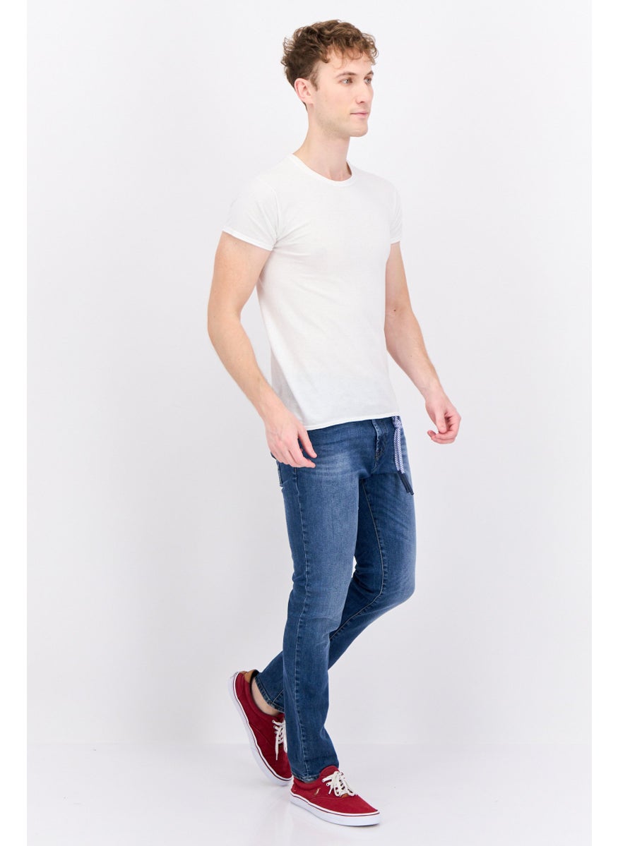 Men Skinny Fit Washed Non Stretchable Denim Jeans, Blue