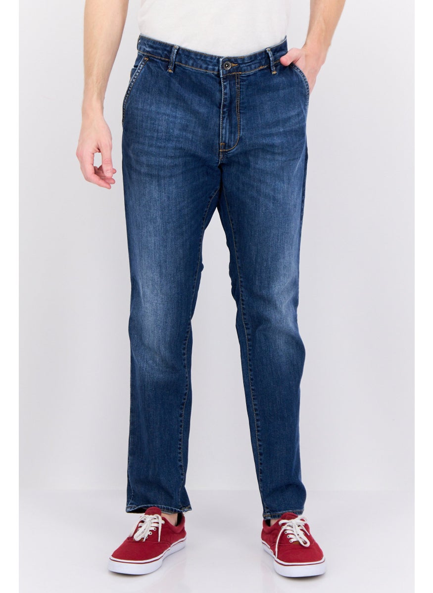 Men Slim Fit Washed Stretchable Jeans, Blue
