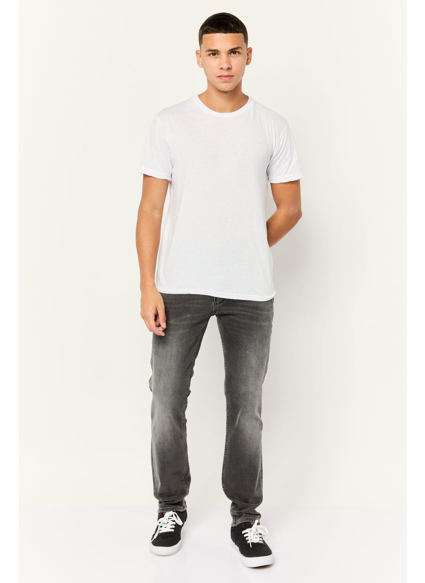 Men Regular Fit Solid Denim Jeans, Wash Grey