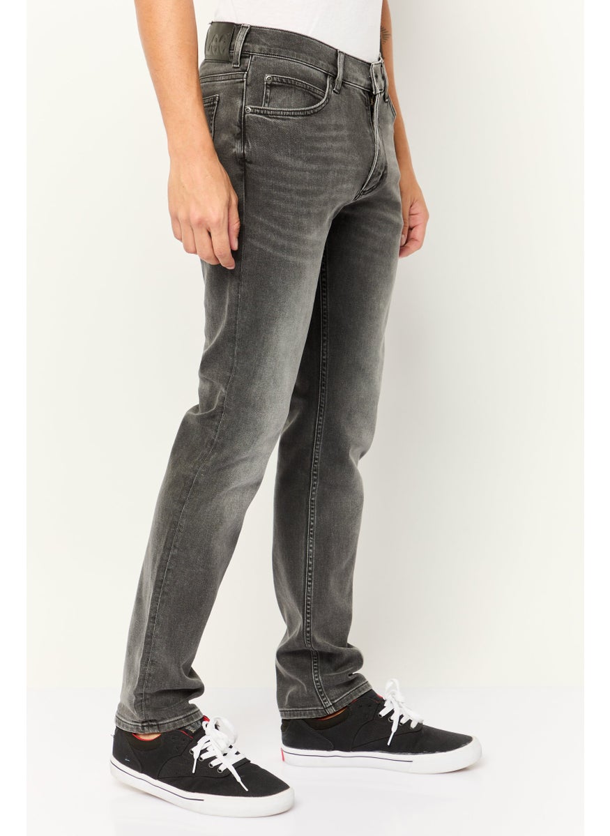 Men Regular Fit Solid Denim Jeans, Wash Grey