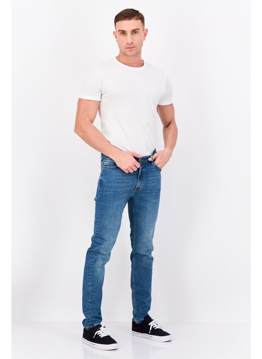 Men Slim Fit Washed Stretchable Denim, Blue