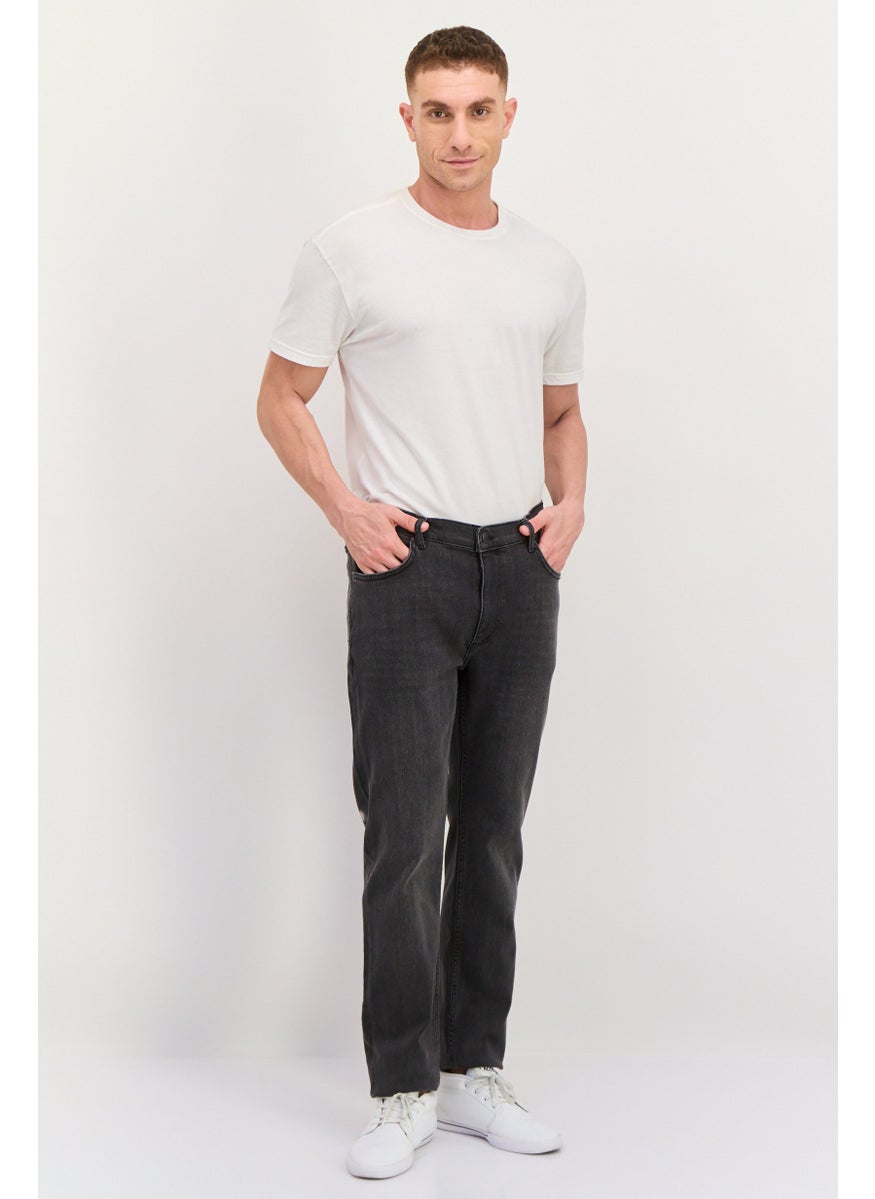Men Regular Fit Solid Denim Jeans, Wash Grey
