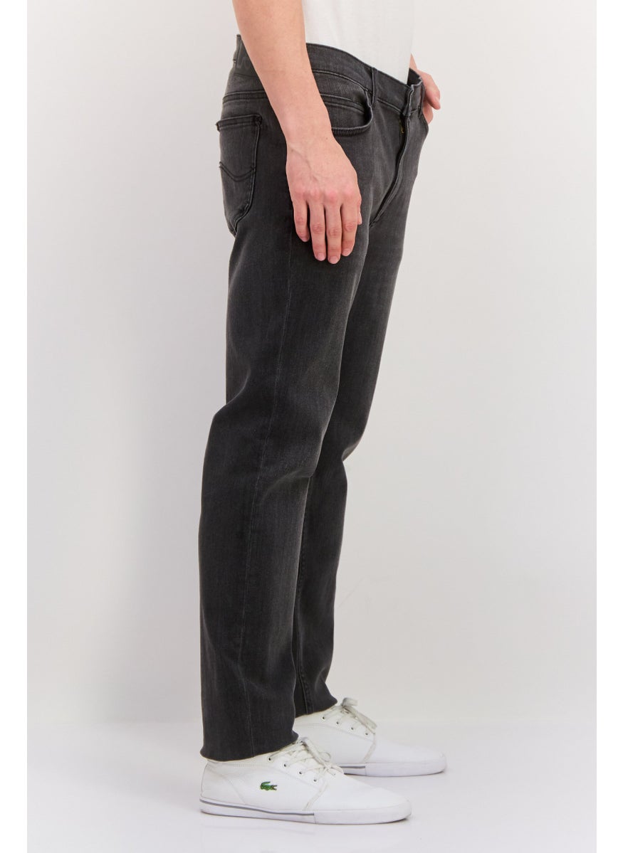 Men Regular Fit Solid Denim Jeans, Wash Grey