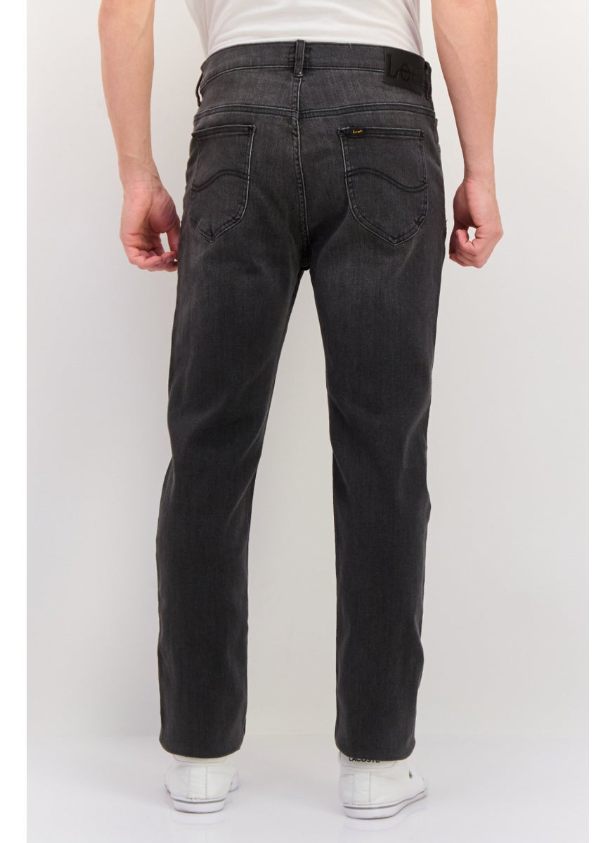Men Regular Fit Solid Denim Jeans, Wash Grey
