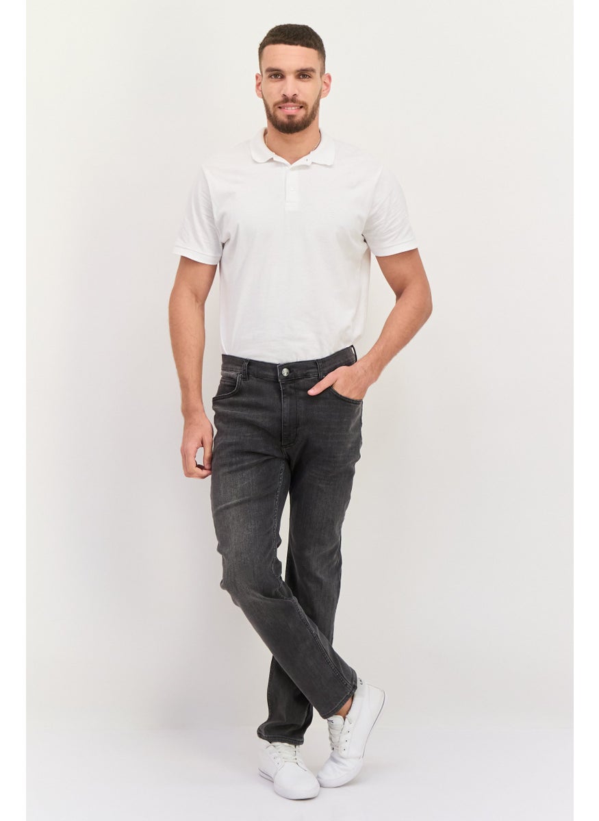 Men Slim Fit Washed Stretchable Jeans, Washed Grey