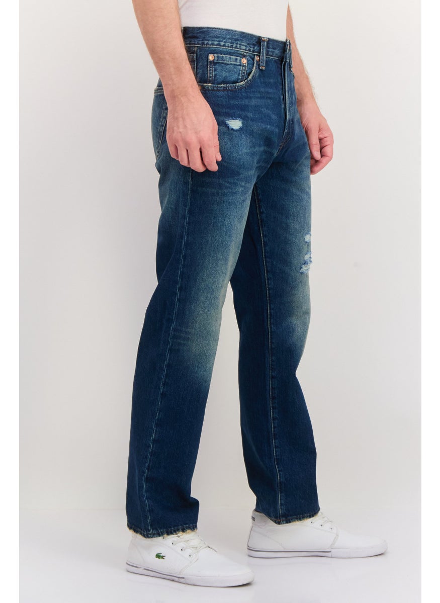Men Original Fit Rip No Stretchable Denim Jeasn, Blue