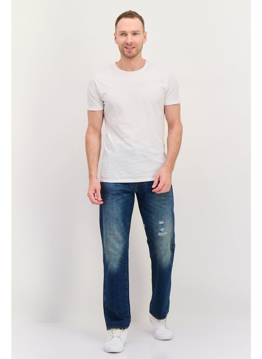 Men Original Fit Rip No Stretchable Denim Jeasn, Blue