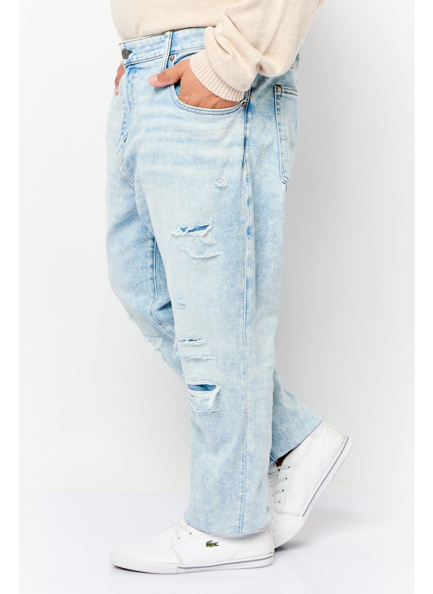 Men Skinny Fit Washed Denim Jeans, Blue