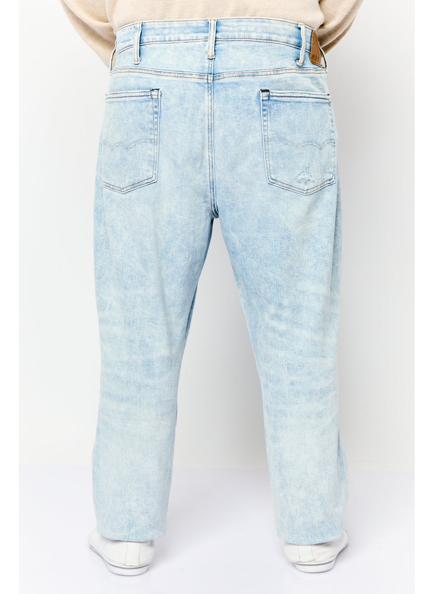 Men Skinny Fit Washed Denim Jeans, Blue