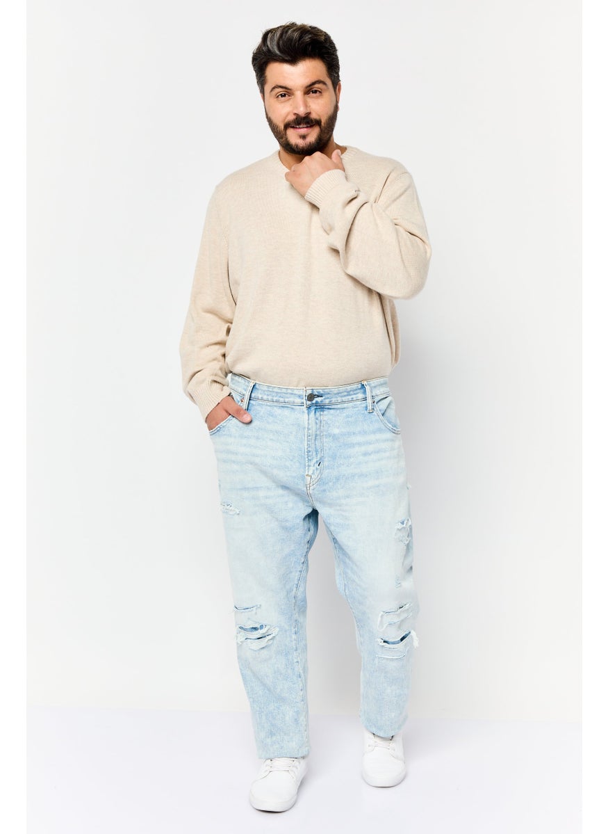 Men Skinny Fit Washed Denim Jeans, Blue