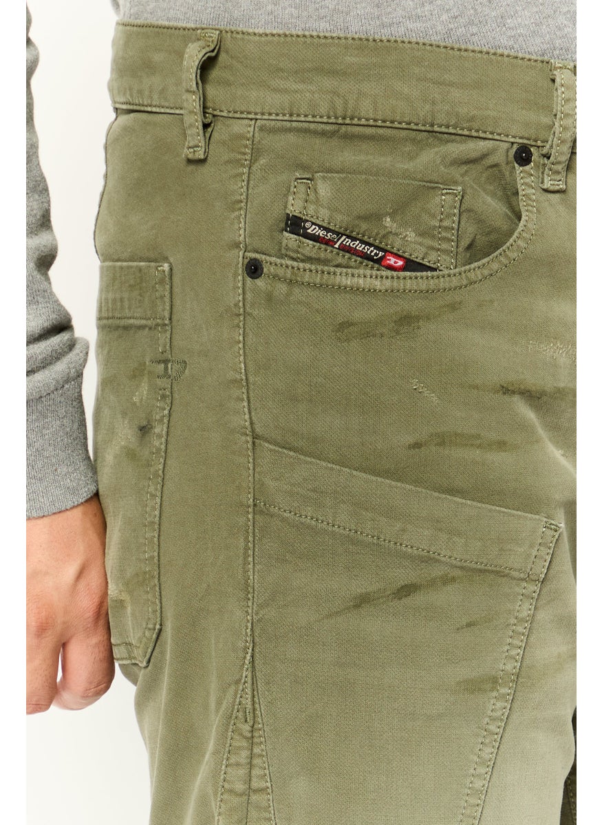 Men Straight Fit Jogger Denim Jeans, Olive Green