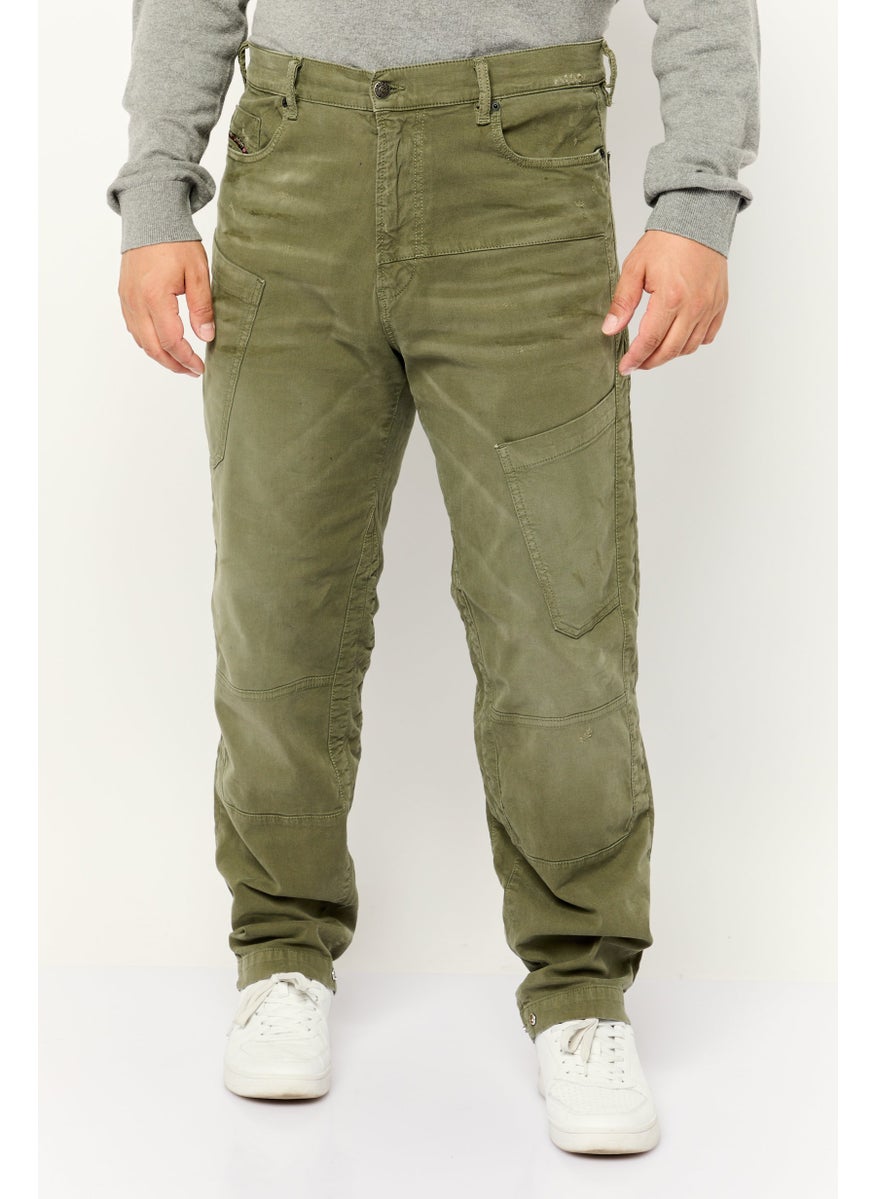 Men Straight Fit Jogger Denim Jeans, Olive Green