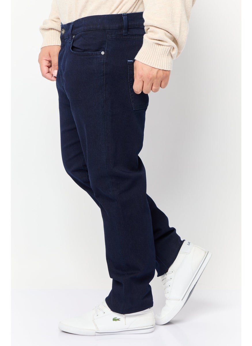 Men Slim Fit Solid Stretchable Denim Jeans, Thermolite Blue