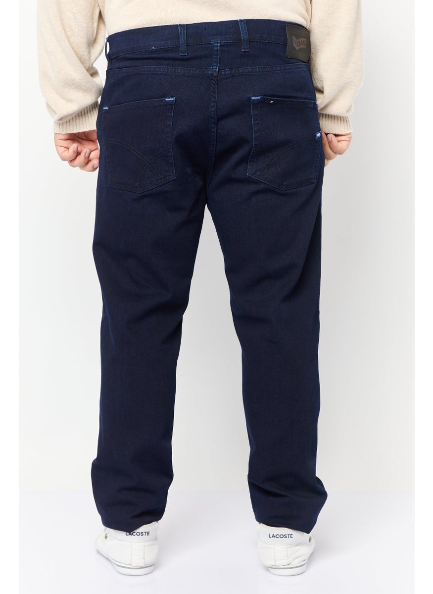 Men Slim Fit Solid Stretchable Denim Jeans, Thermolite Blue
