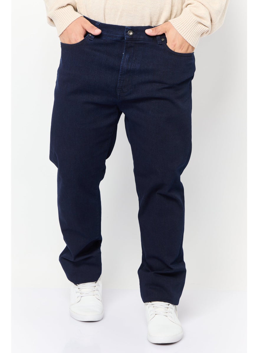 Men Slim Fit Solid Stretchable Denim Jeans, Thermolite Blue