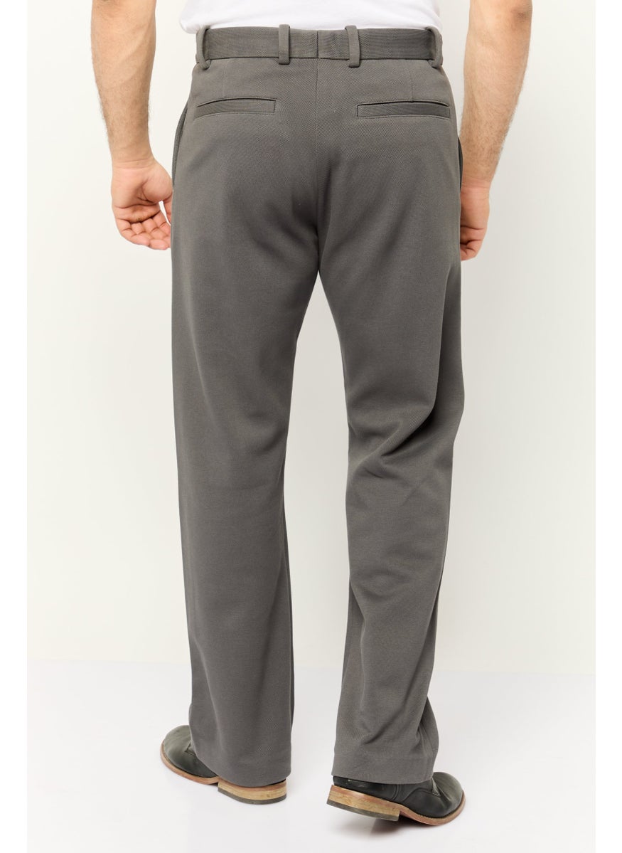 Men Regular Fit Textured Jersey Pants, Grey