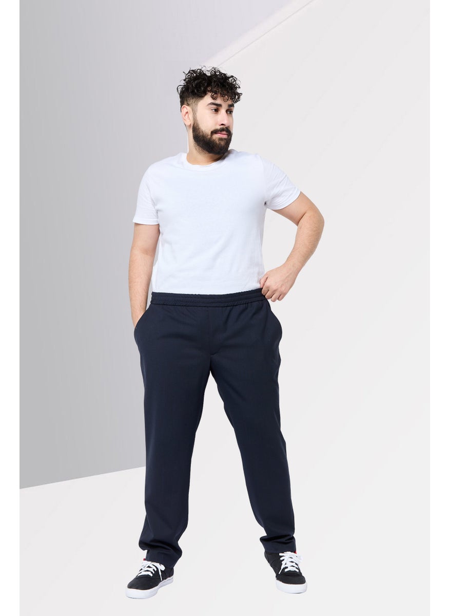 Men Slim Fit Plain Chino Pants, Navy