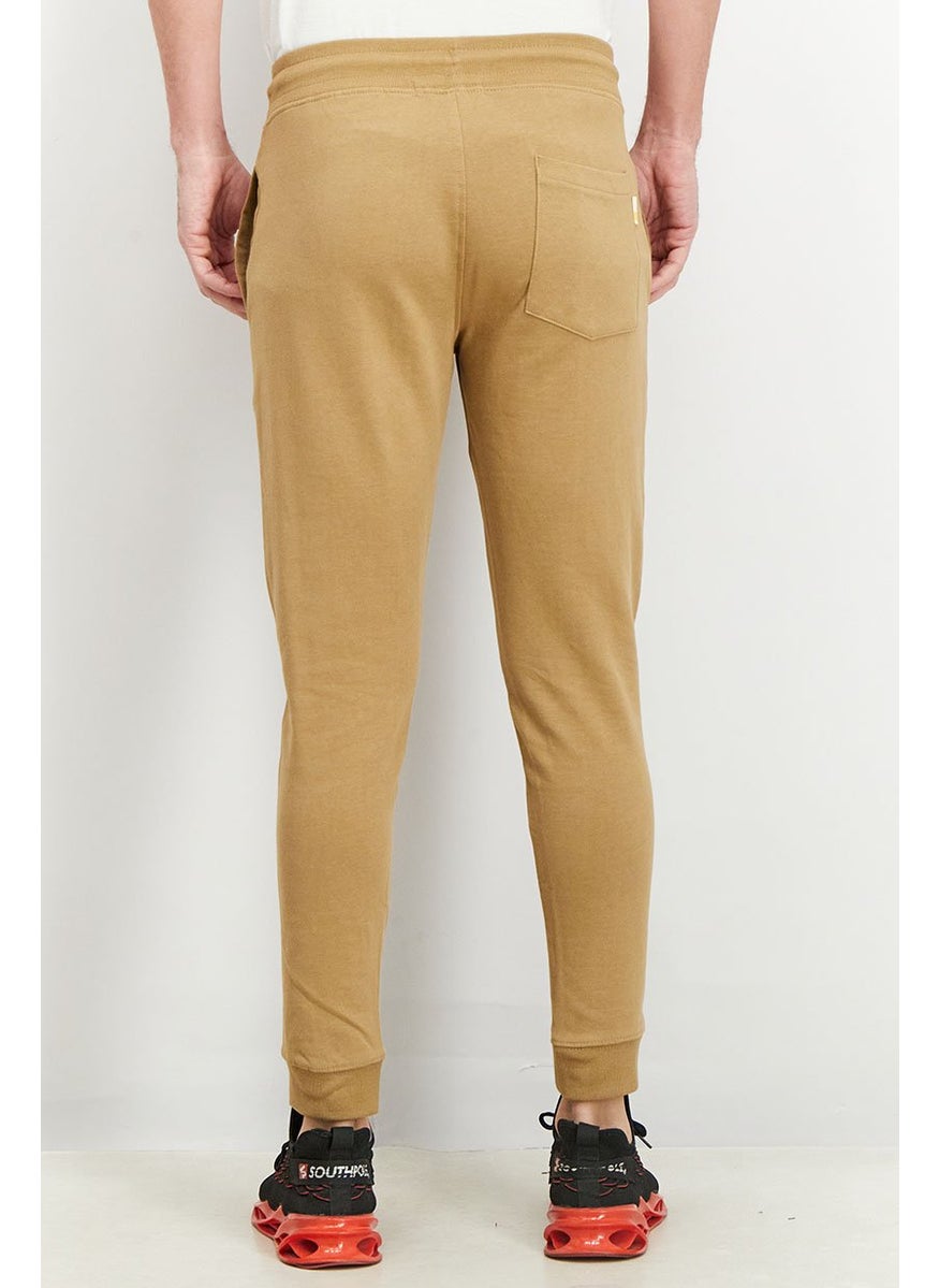 Men Regular Fit Plain Jogger Pants, Camel