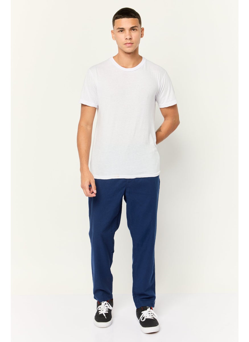 Men Regular Fit Solid Chino Pants, Blue