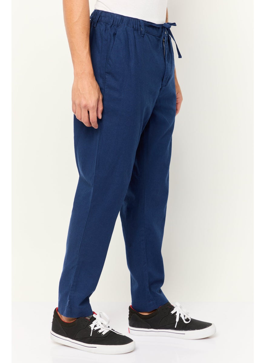 Men Regular Fit Solid Chino Pants, Blue