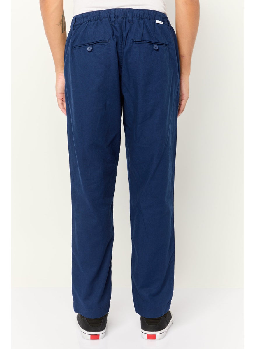 Men Regular Fit Solid Chino Pants, Blue