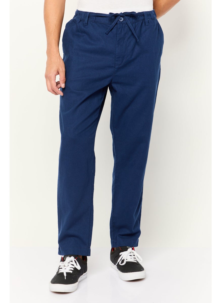 Men Regular Fit Solid Chino Pants, Blue