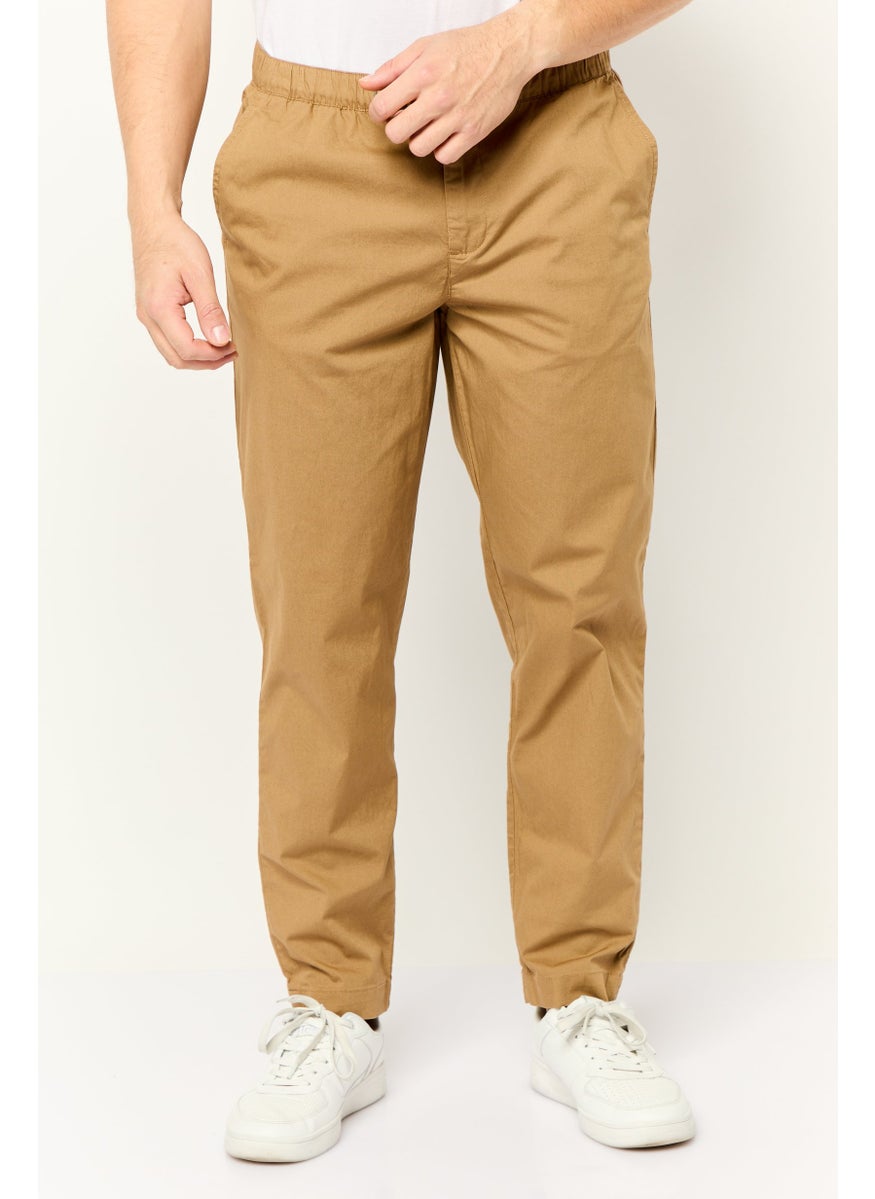 Men Regular Fit Solid Chino Pants, Brown