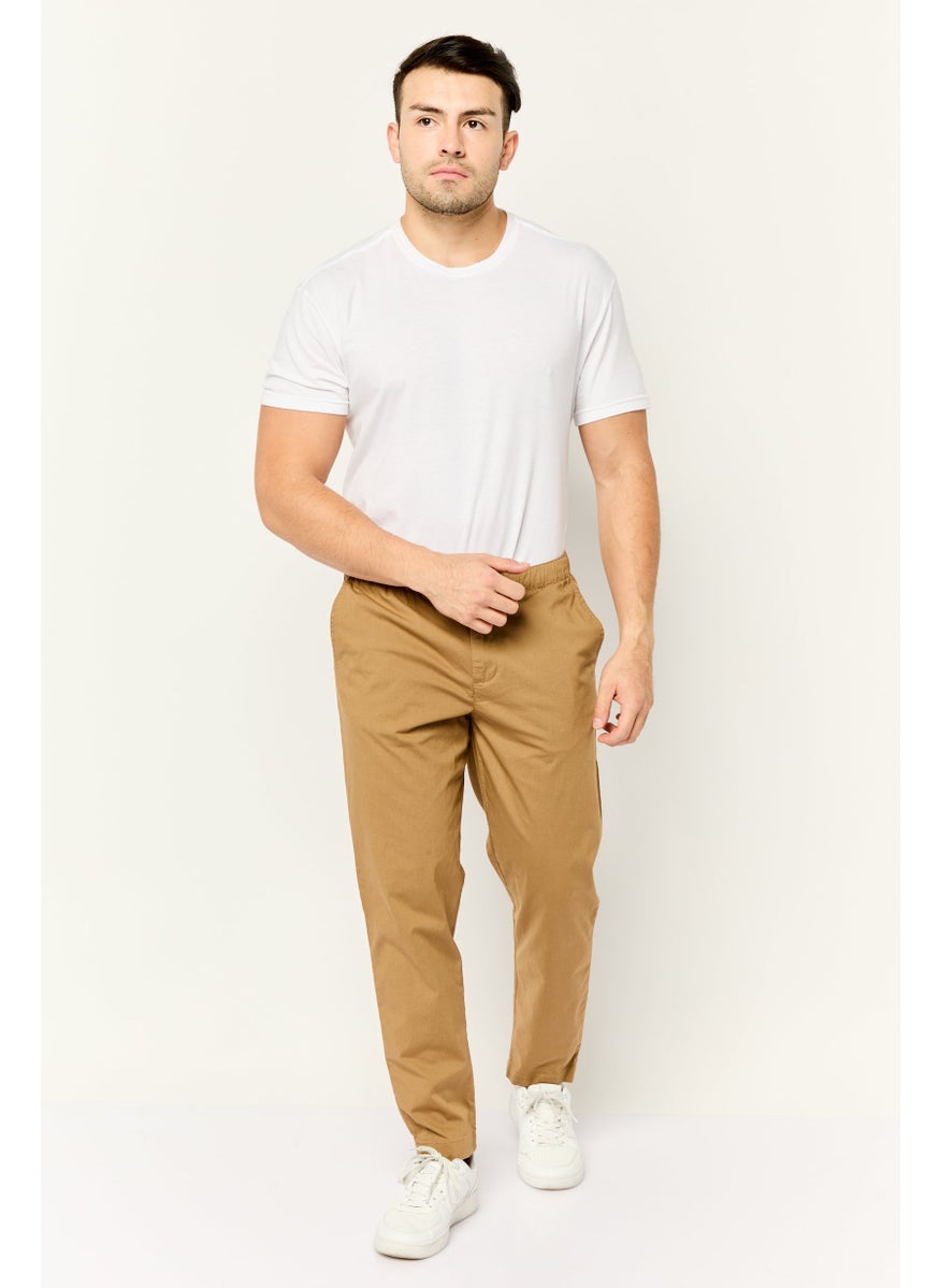 Men Regular Fit Solid Chino Pants, Brown