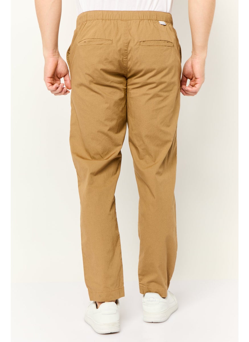 Men Regular Fit Solid Chino Pants, Brown