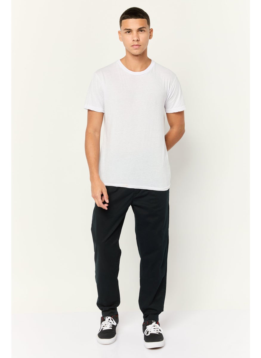 Men Regular Fit Plain Chino Pants, Navy