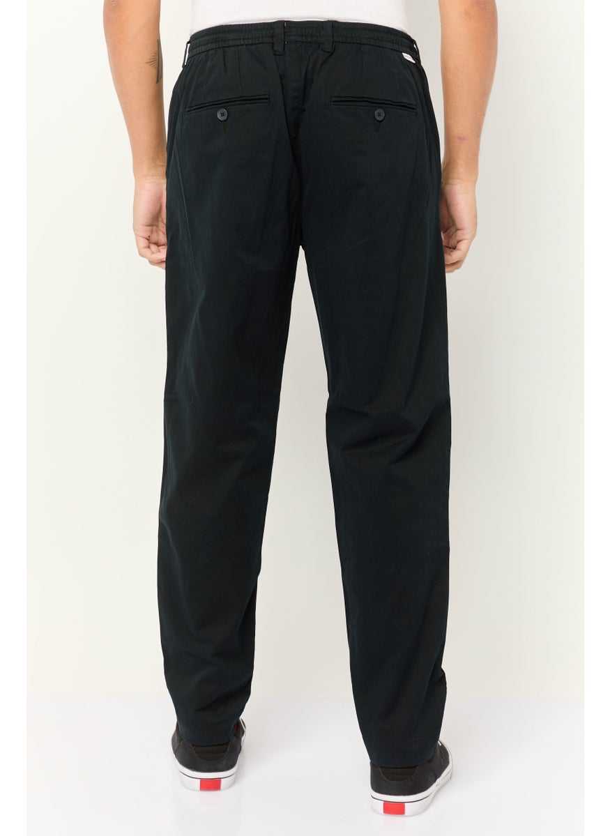 Men Regular Fit Plain Chino Pants, Navy