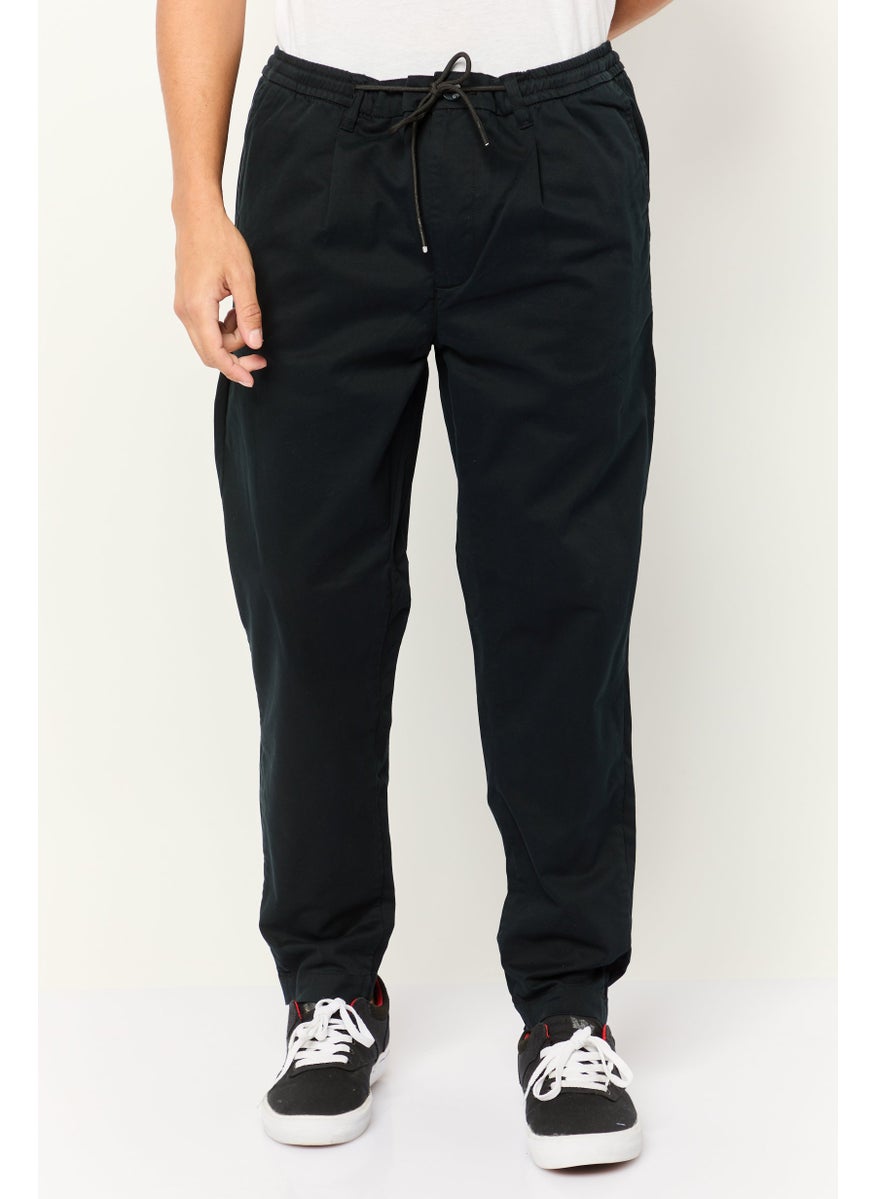 Men Regular Fit Plain Chino Pants, Navy