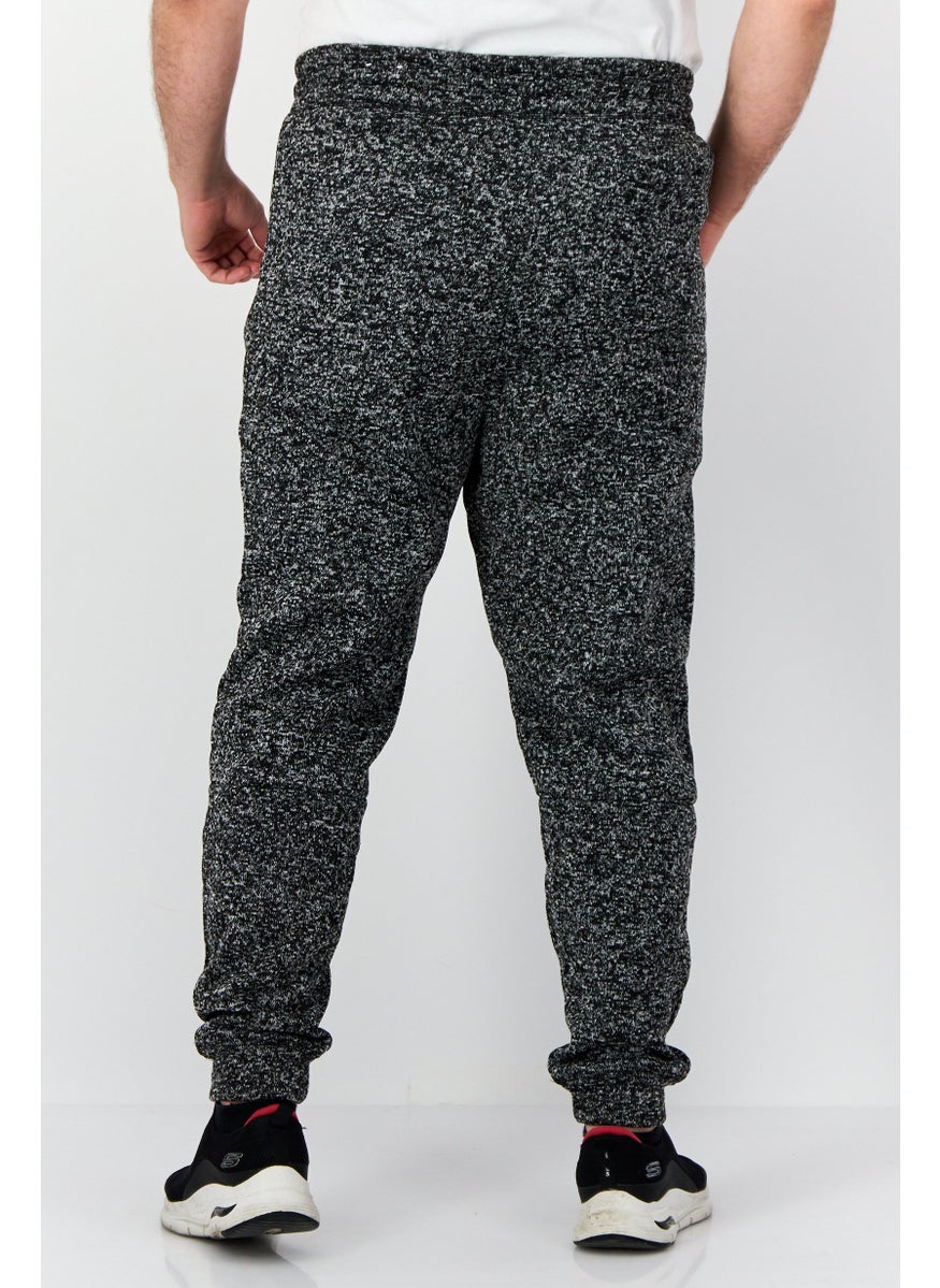 Men Regular Fit Heather Jogger Pants, Black