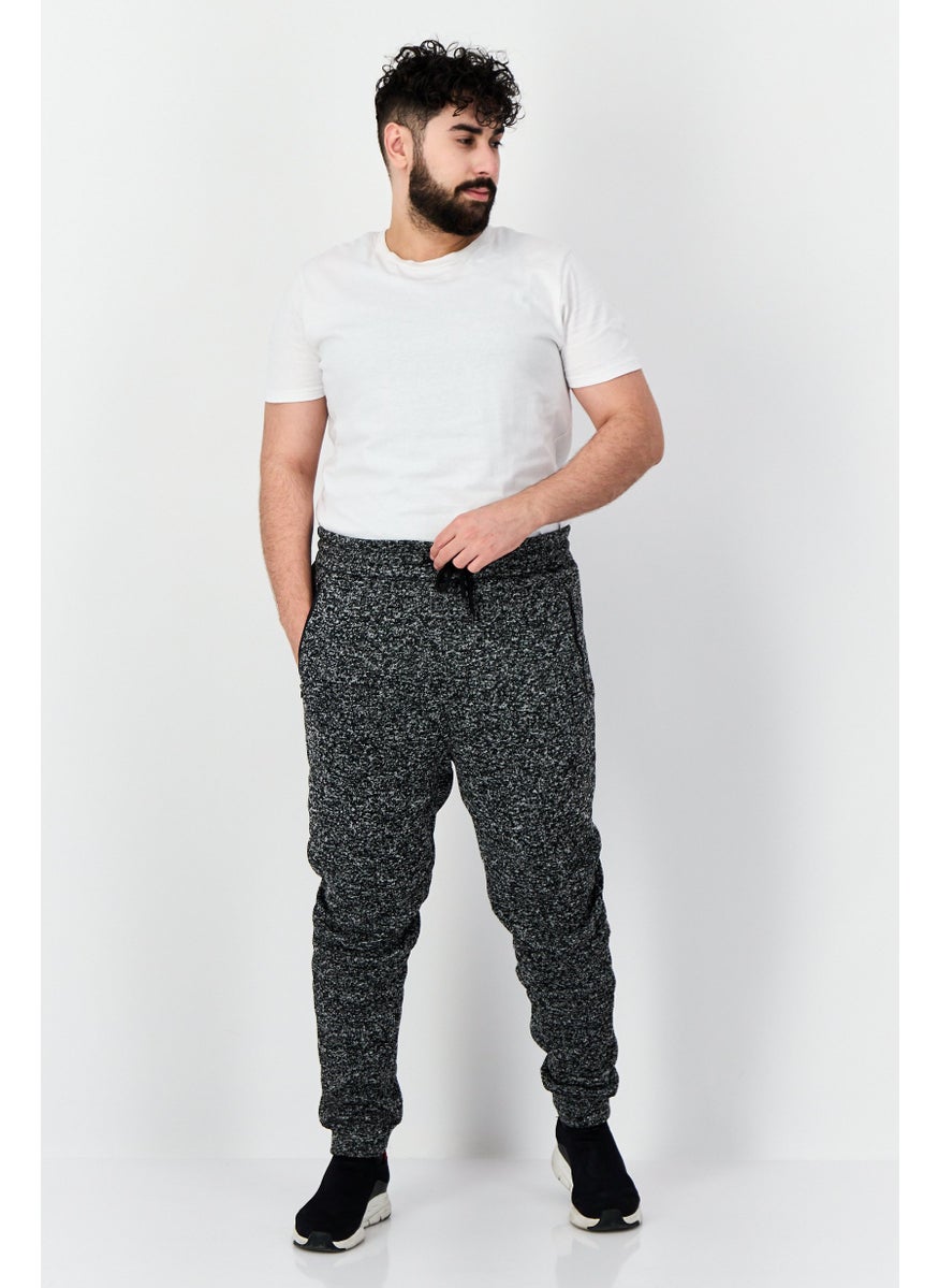 Men Regular Fit Heather Jogger Pants, Black