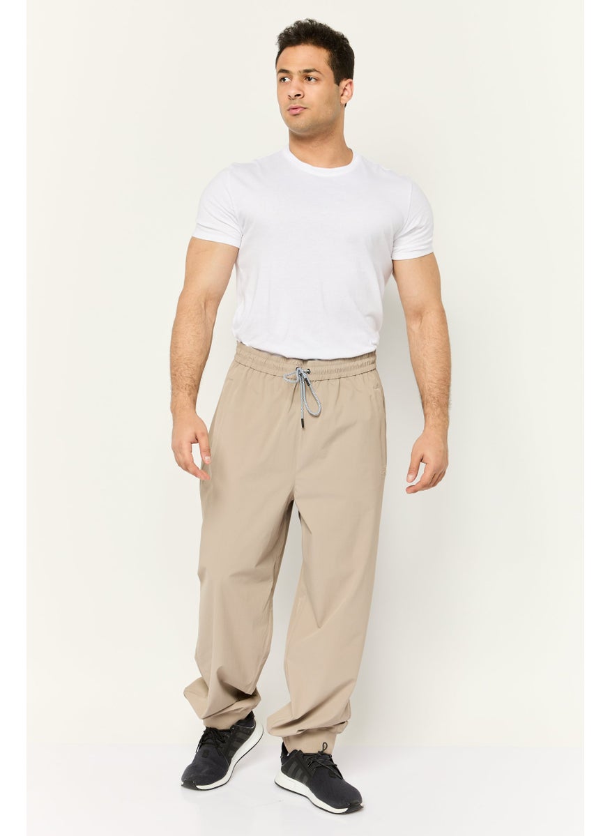 Men Regular Fit Embroidered Logo Jogger Pants, Taupe