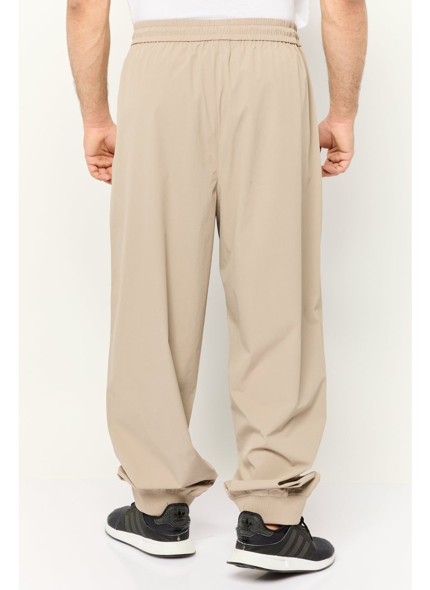 Men Regular Fit Embroidered Logo Jogger Pants, Taupe
