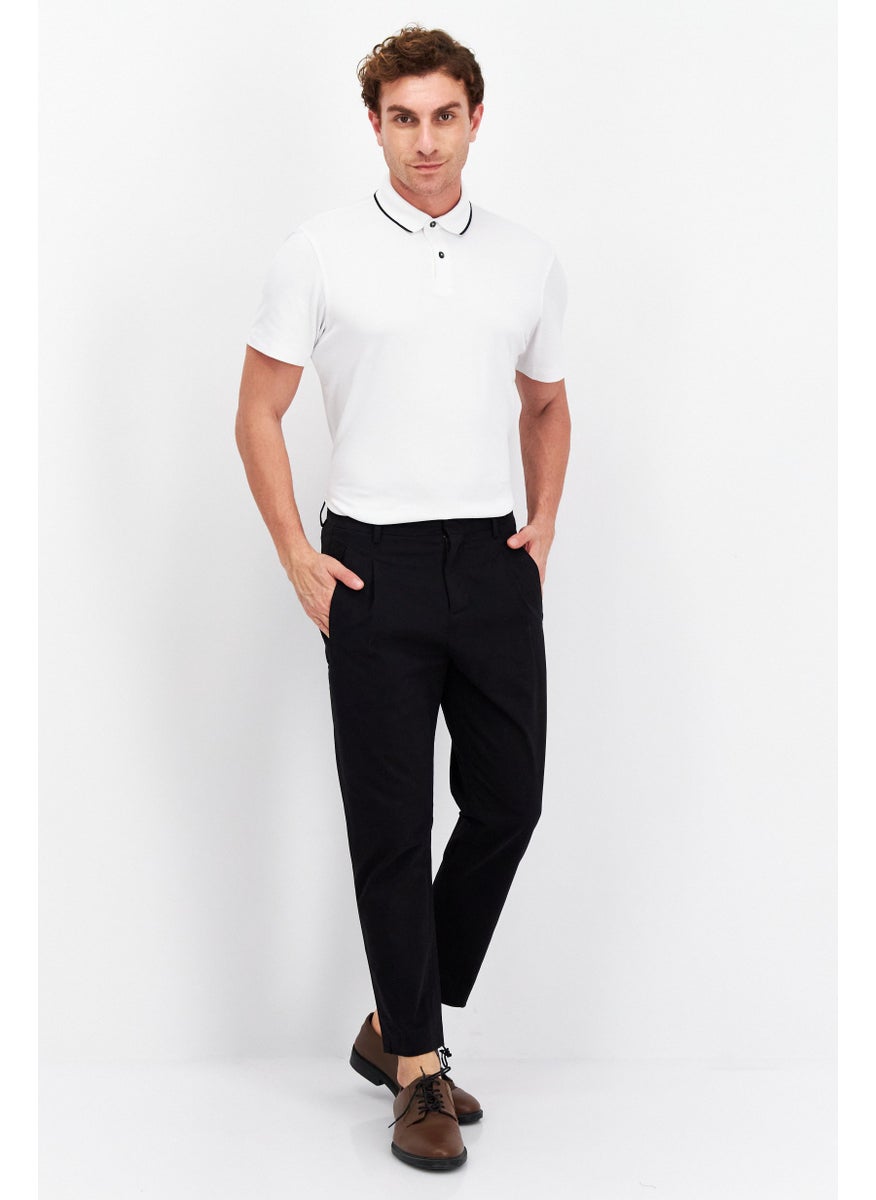 Men Tapered Fit Solid Chino Pants, Black