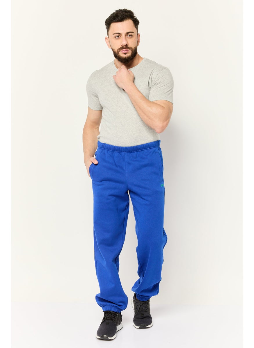 Men Regular Fit Brand Logo Sweatpants, Blue