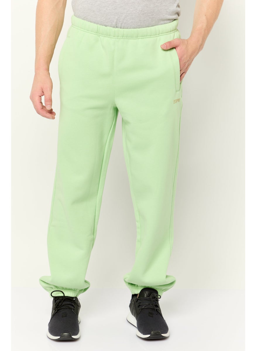 Men Regular Fit Brand Logo Sweatpants, Light Green