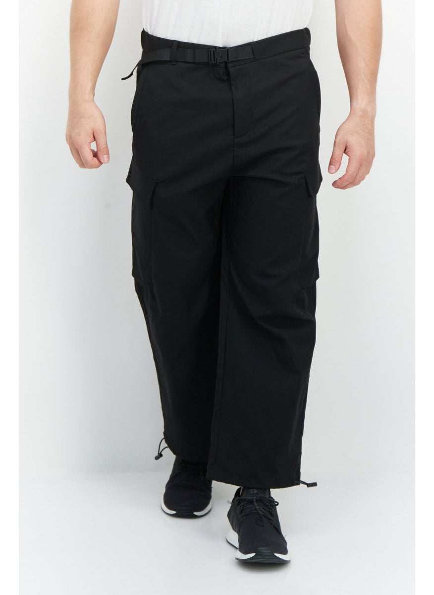 Men Fashion Fit Solid Cargo Pants, Black
