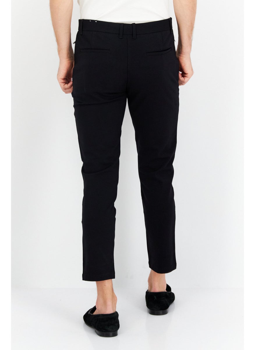 Men Slim Fit Plain Chino Pants, Black