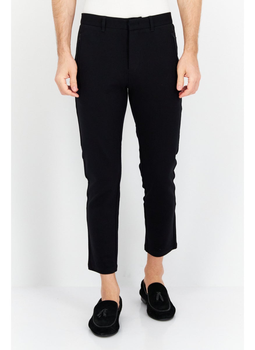 Men Slim Fit Plain Chino Pants, Black