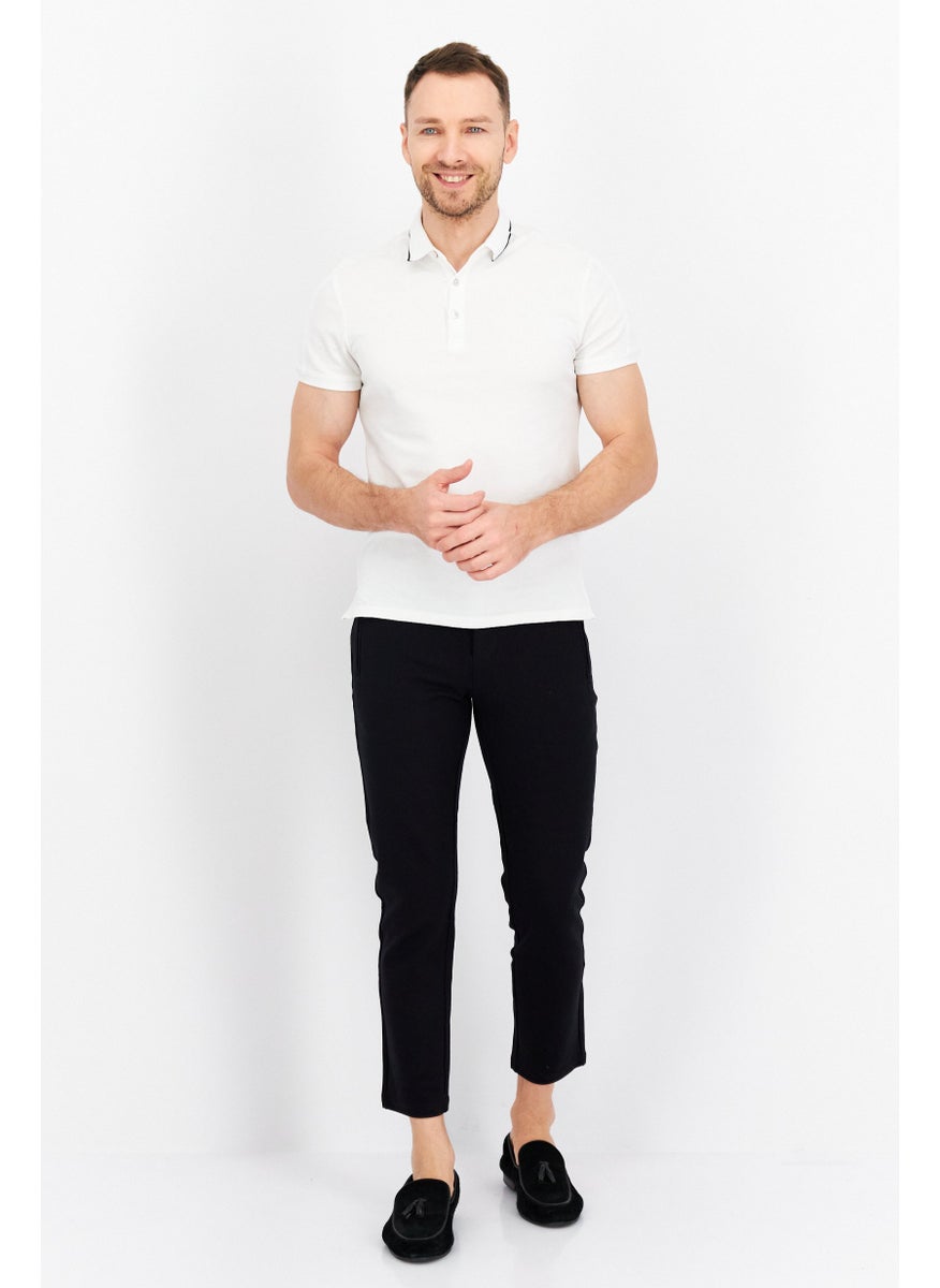 Men Slim Fit Plain Chino Pants, Black