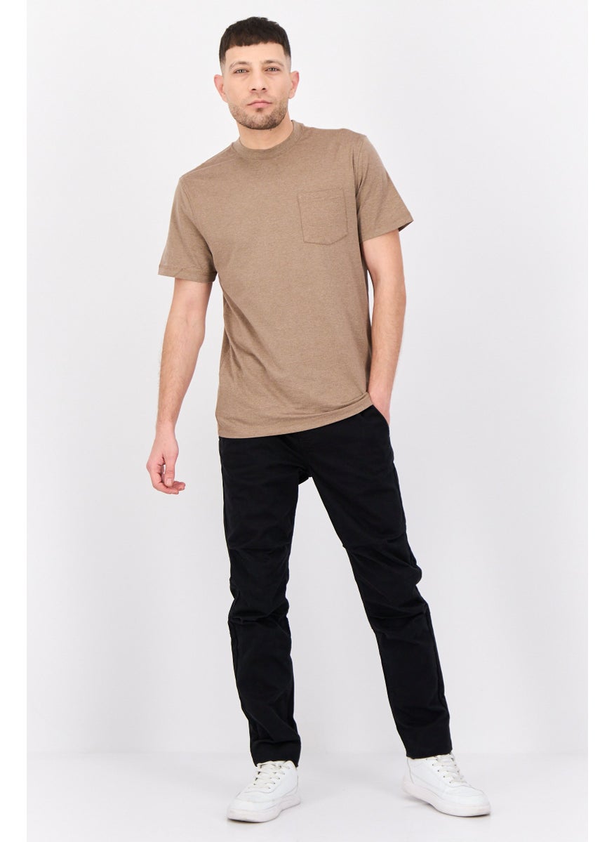 Men Regular Fit Solid Drawstring Chino Pants, Black