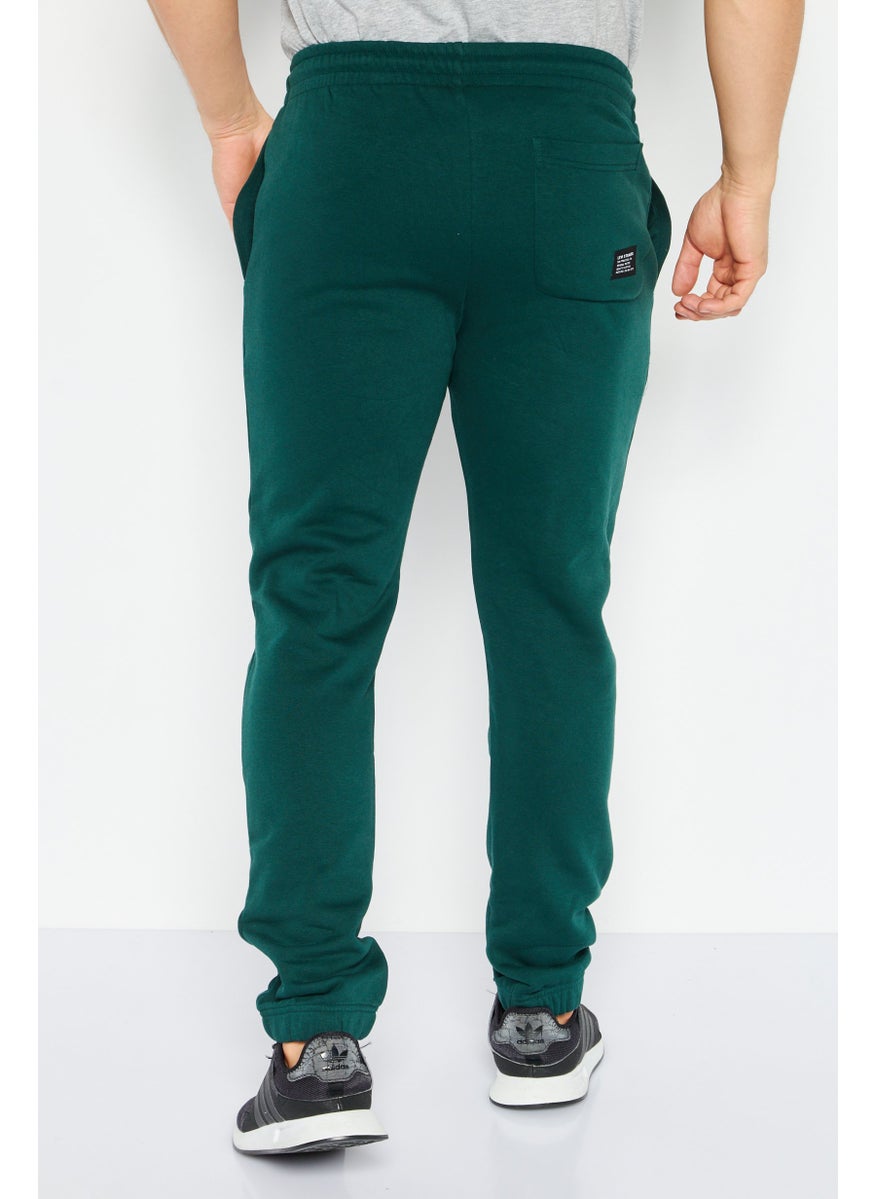 Men Straight Fit Brand Logo Sweatpants, Green
