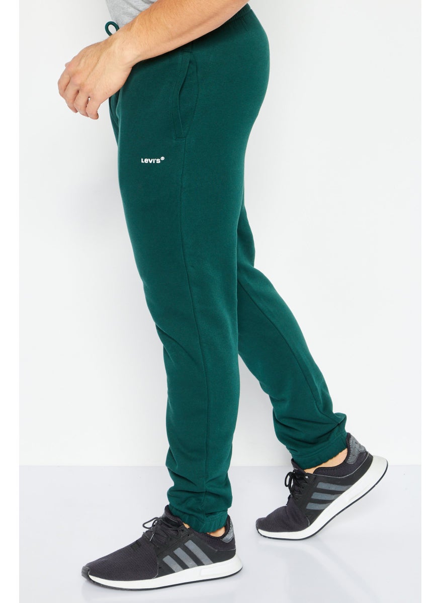 Men Straight Fit Brand Logo Sweatpants, Green