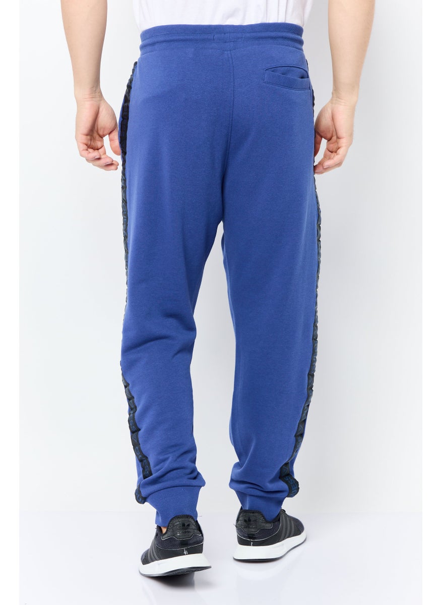 Men Regular Fit Brand Logo Sweatpants, Blue