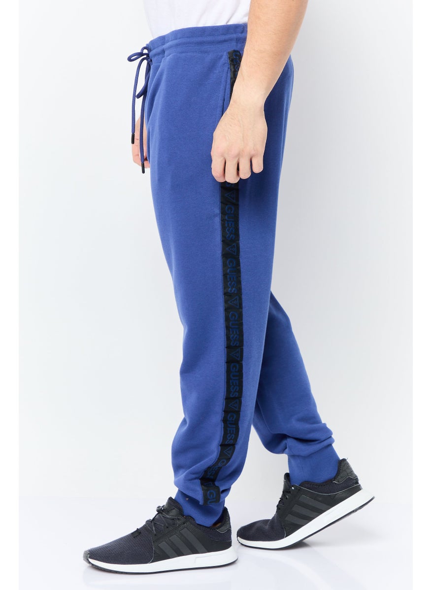 Men Regular Fit Brand Logo Sweatpants, Blue