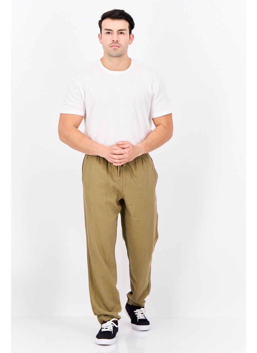 Men Regular Fit Plain Chino Pants, Dark Stone